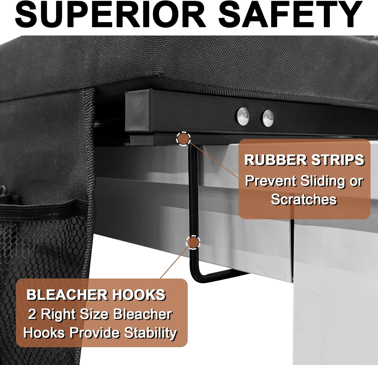 Romswi 2PK 3-Level Heated Stadium Seats for Bleachers with Back Support,Padded Bleacher Seats with Thick Cushion,Portable Folding Waterproof Bleacher Chair for Outdoor (Power Bank Not Included)