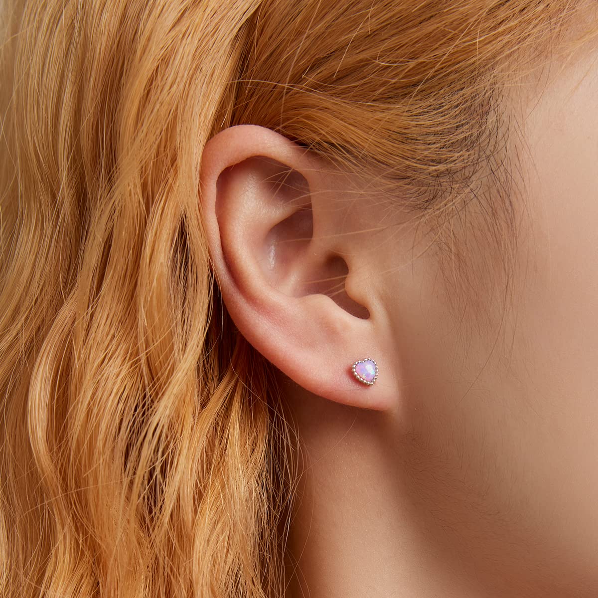 HMJGDHX Ohrstecker aus 925er Sterlingsilber, glänzender Opal, Herz, Liebesohren für Mädchen, platinierter Schmuck, Hochzeitsgeschenk