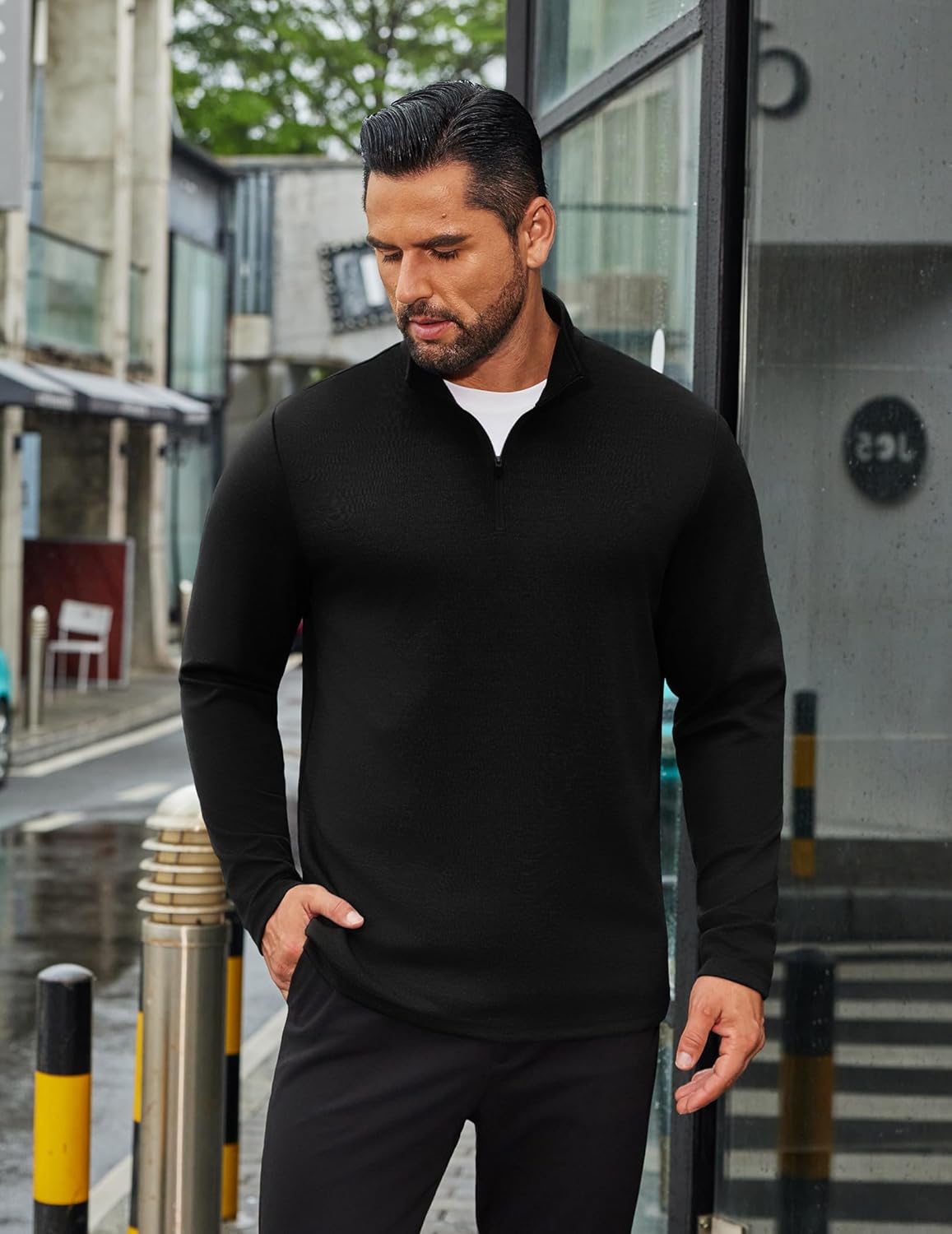 COOFANDY Men's Quarter Zip Up Pullover Long Sleeve Sweatshirt Mock Neck Golf Polo Sweater - Image 6