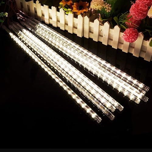 Miniatura 8 de Luces LED de lluvia de meteoritos SMD2835 superbrillantes, luces de carámbano de lluvia, 11.8 pulgadas, 8 tubos de 192 LED, luz impermeable en