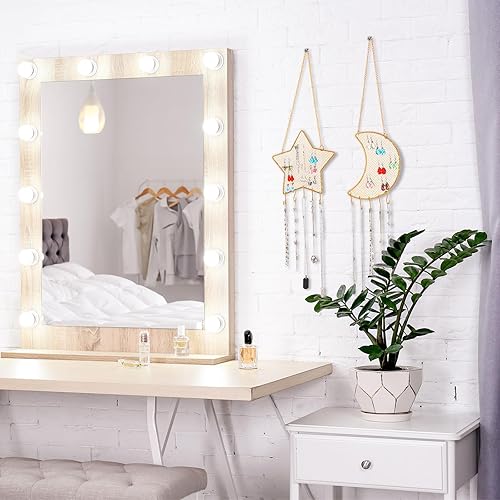 Miniatura 5 de Jetec 2 piezas de soporte de pared para aretes montado en la pared, soporte de aretes colgantes, soporte decorativo con forma de rejilla de