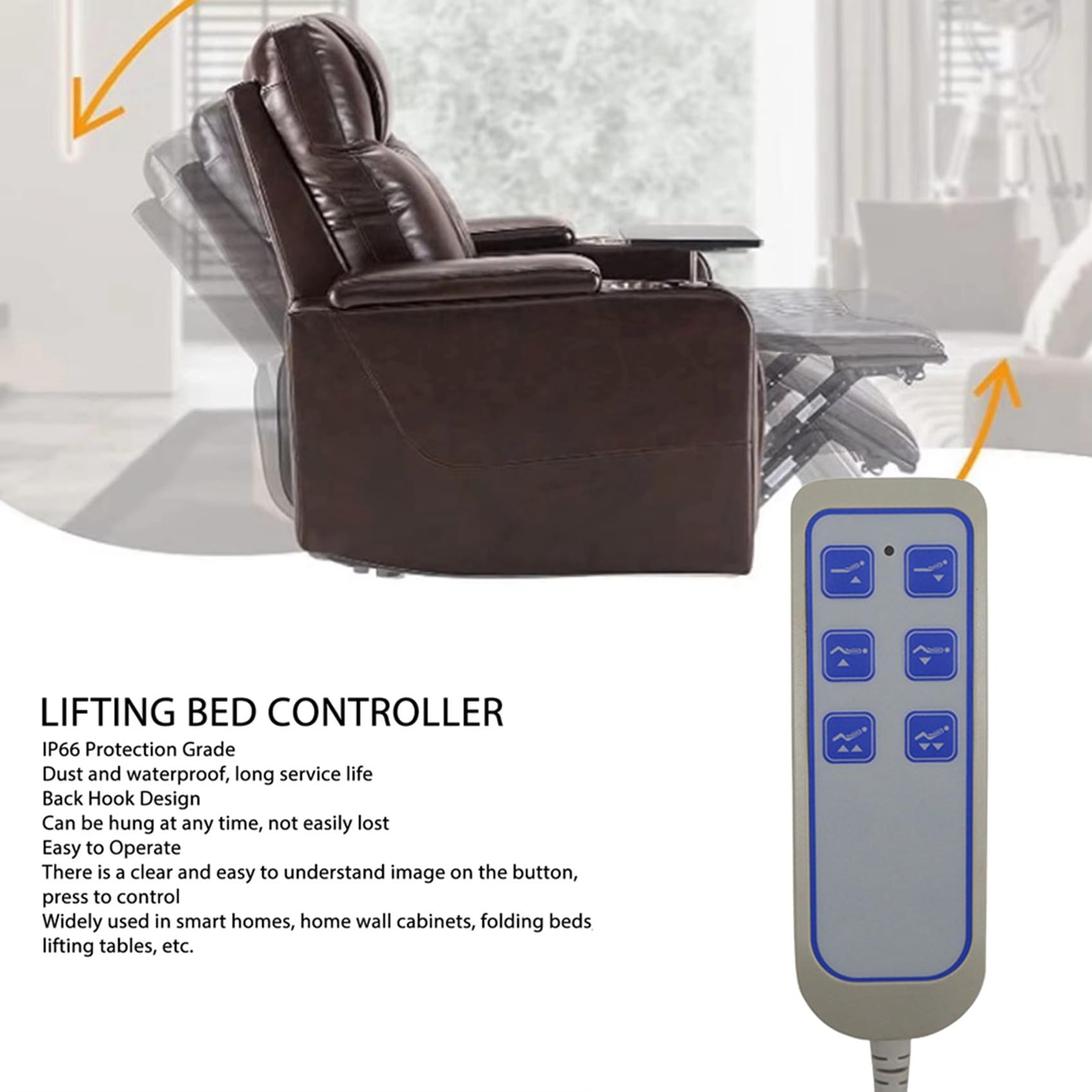 2X -04 Télécommande Manuelle pour Fauteuil Élévateur IP66, Télécommande pour Lit Élévateur, Contrôleur de Tige de Poussée Électrique avec Prise 8 Broches 9 Fils