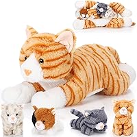 Vista 8 de Skylety 5 piezas de peluche de gato con bebés dentro del vientre, gato embarazada, mamá y gatito con 4 lindos gatitos de peluche esponjosos, regalos