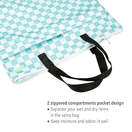 wegreeco Reusable Hanging Wet Dry Cloth Diaper Bag (Checkerboard Mint Green)