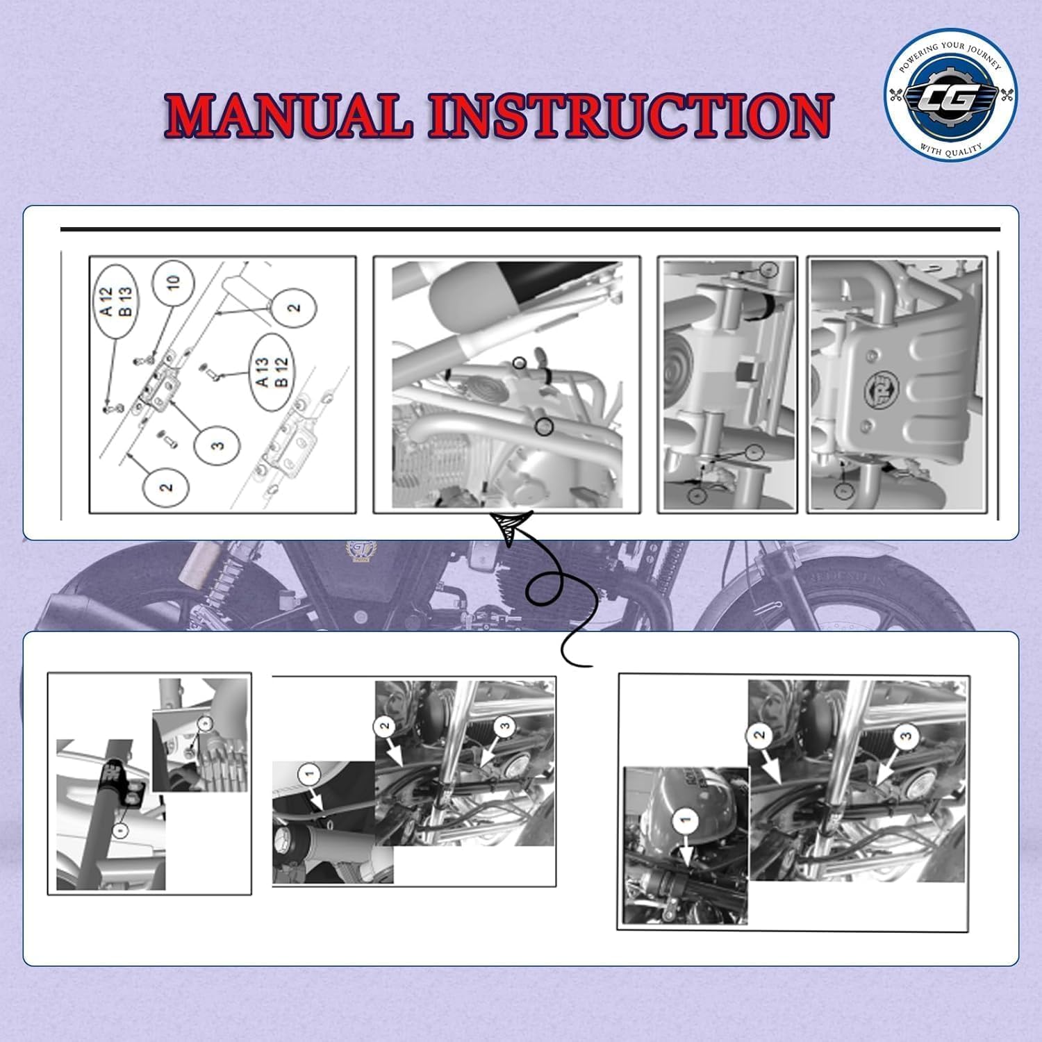 Black Airfly Engine Guard 32mm Steel Tube Fits for Royal Enfield Model Goan Classic | Meteor 350 | Classic 350 | All New Bullet 350 Part No. - KXA00001