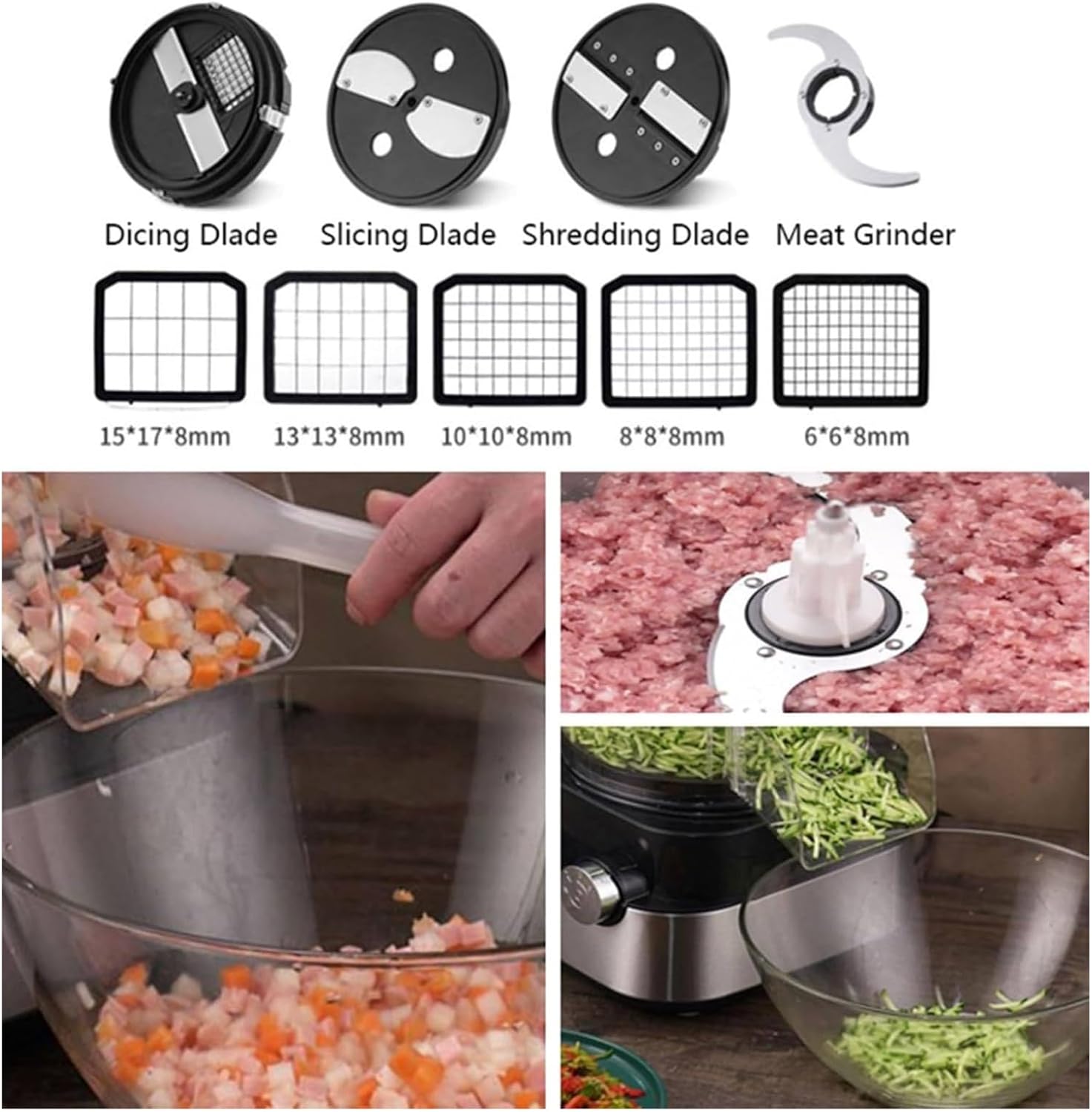 Electric Vegetable Dicer, Commercial 600W Ground Meat Vegetable Chopper Dicer Shredder Automatic Onion Potato Cutter Food Processor Fruit Cutting Machine for Restaurant Home Use