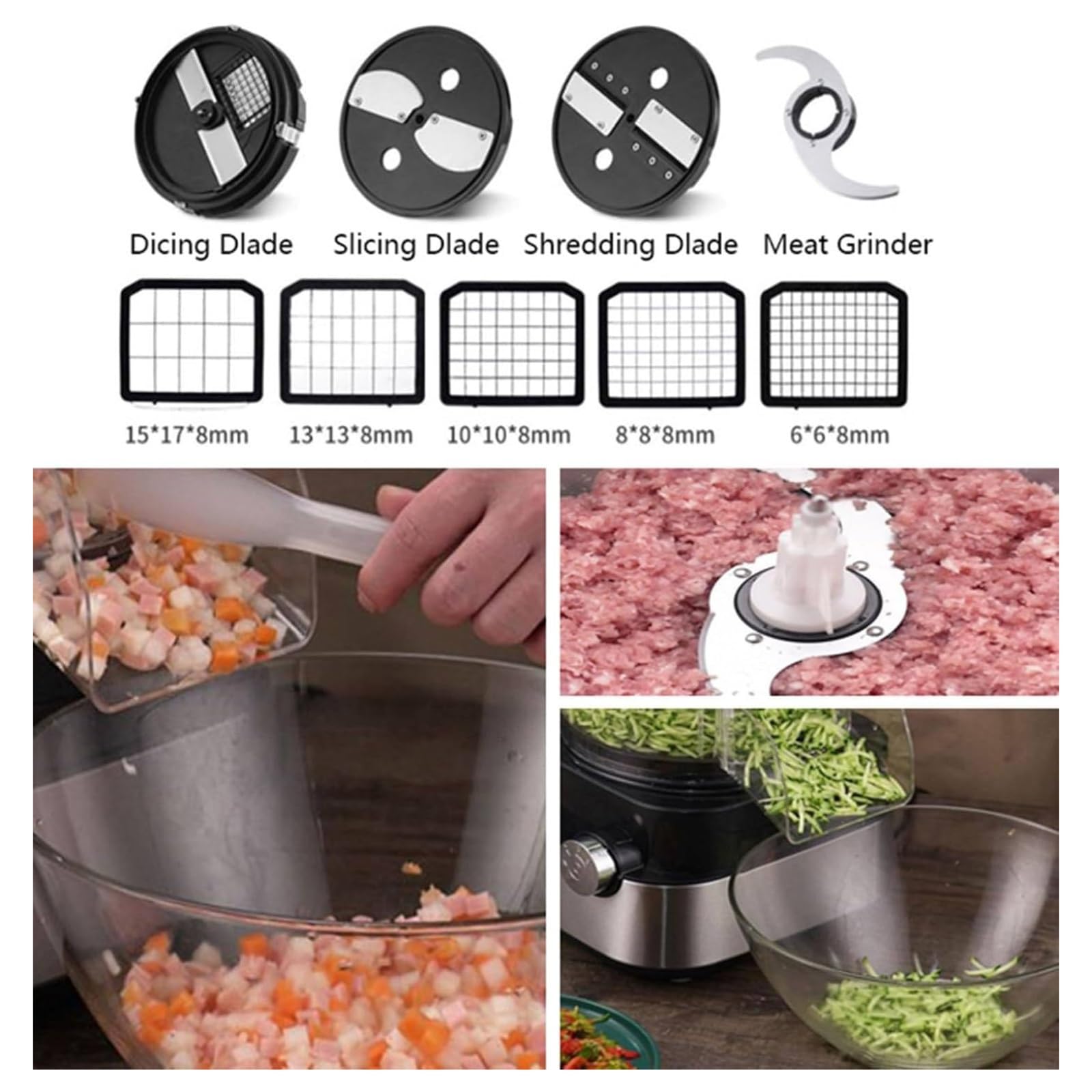 Tagliaverdure Elettrico, Macchina per Cubetti, Tritacarne/Patate/Cipolle, Tagliaverdure E Frutta Professionale 600W