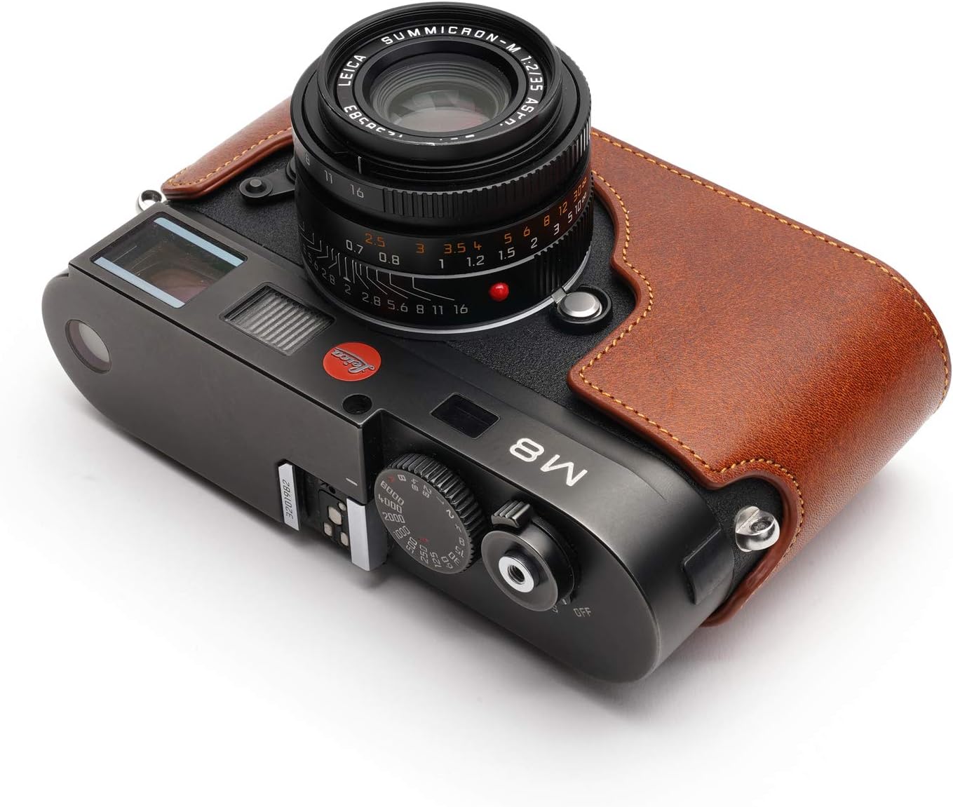 Leica M8 Case, BolinUS Handmade Genuine Real Leather Half Camera Case Bag Cover for Leica M8 M9 M9P M-E Camera with Hand Strap -Lava Brown