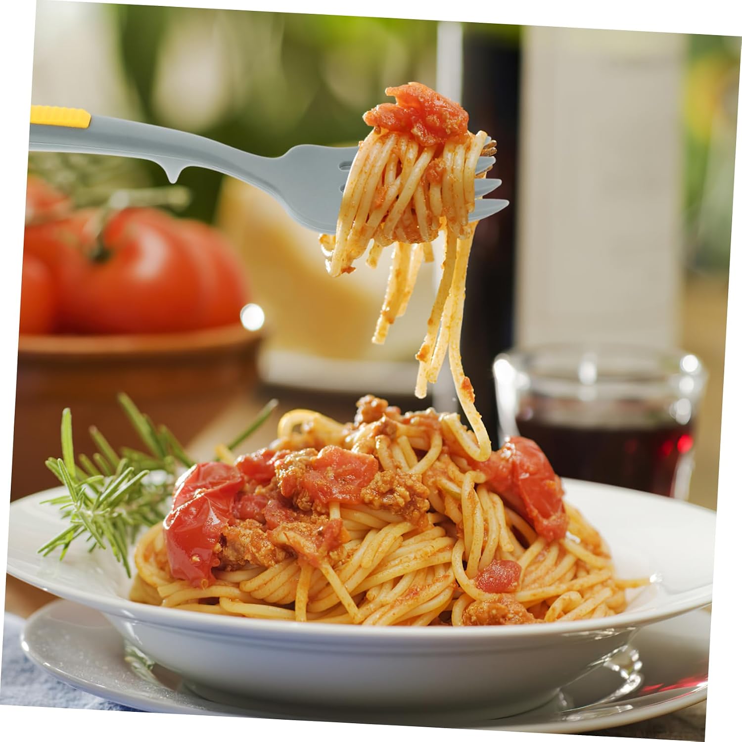Silicone Pasta Fork for Cooking and Serving in Kitchens, Heat Resistant