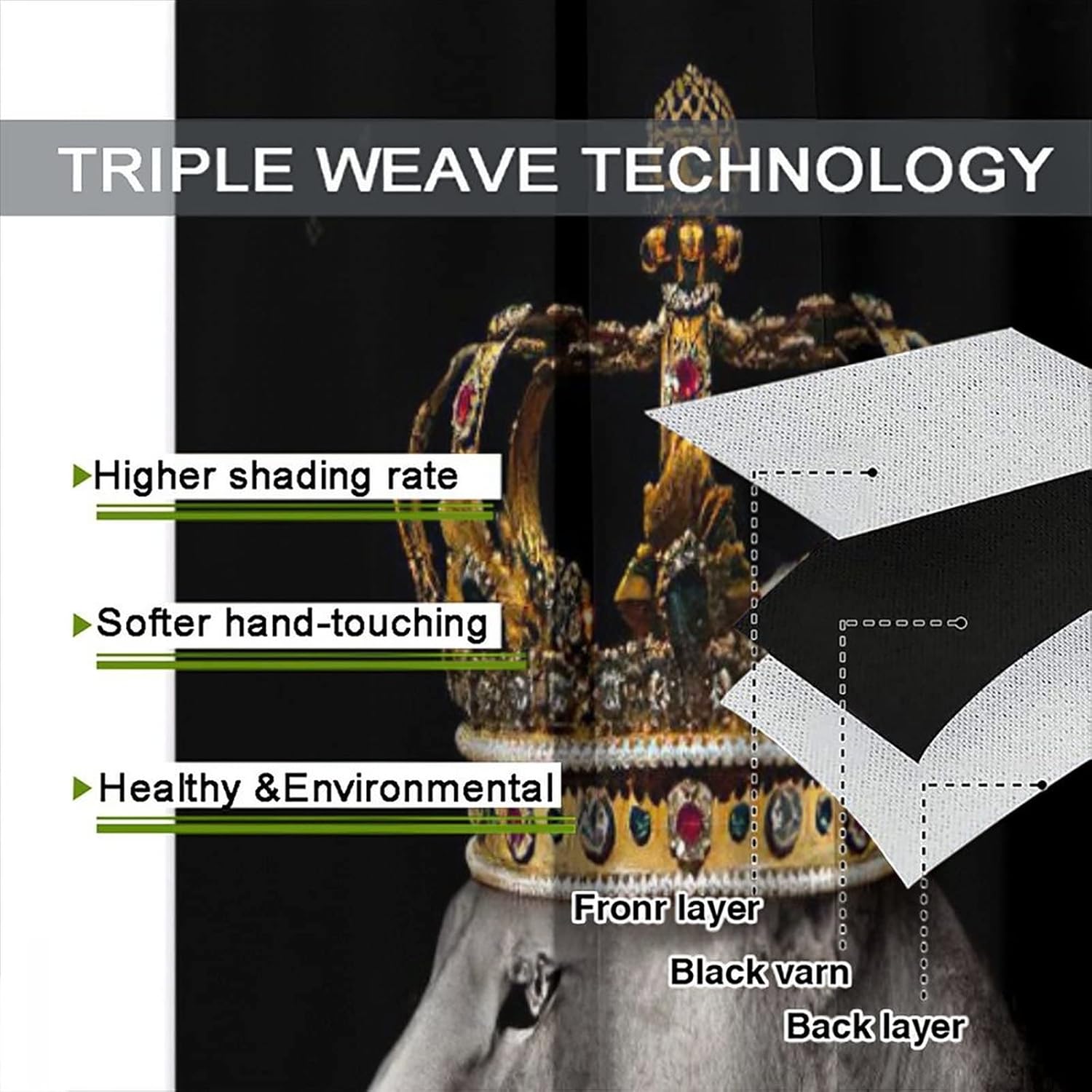 Lion King Queen Curtains, Lion Lioness Couple Royal Lions with Crowns Primal Kingdom Room Darkening Rod Pocket Windows Door Curtain for Bedroom Living Room Home Decro 42x45in