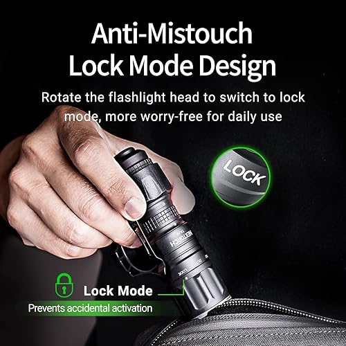 Miniatura 6 de NEXTORCH Linterna táctica LED de alto lúmenes, potente linterna compacta recargable de emergencia brillante con 3 modos y ventana rota de cuentas