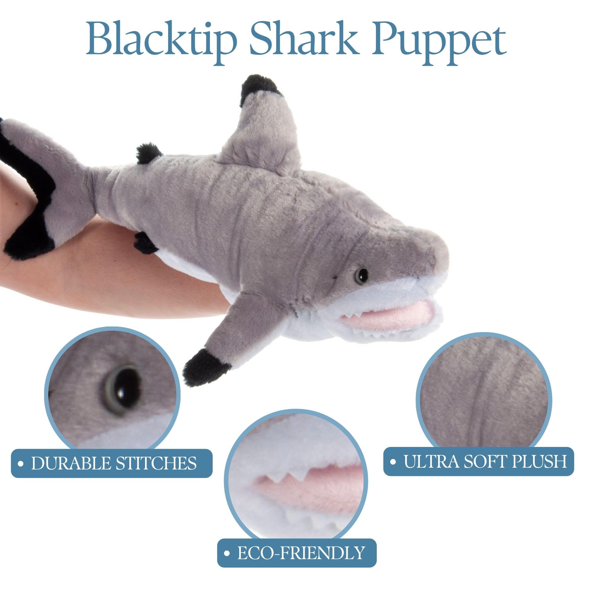 Amazon.com: The Petting Zoo Blacktip Shark Hand Puppet Stuffed