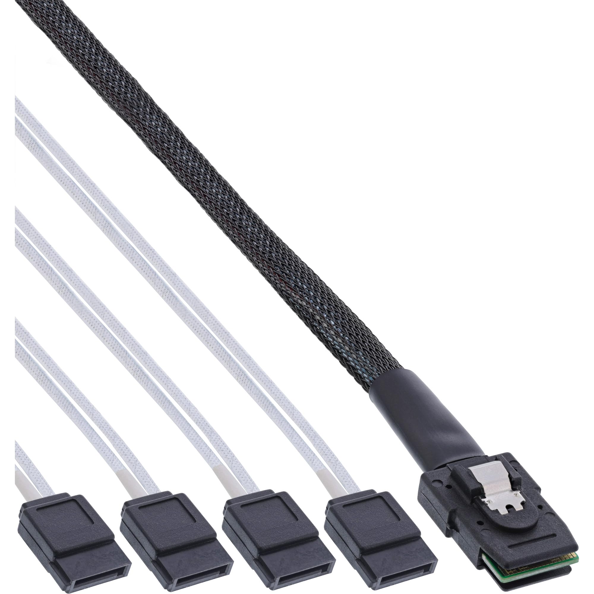 Câble Serial Attached SCSI SAS Mini SFF8087 vers 4 SATA mâle InLine 27610 - 4