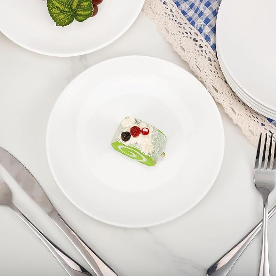 8 Pcs White Dinner Plates, 20.3cm Porcelain Salad Plates