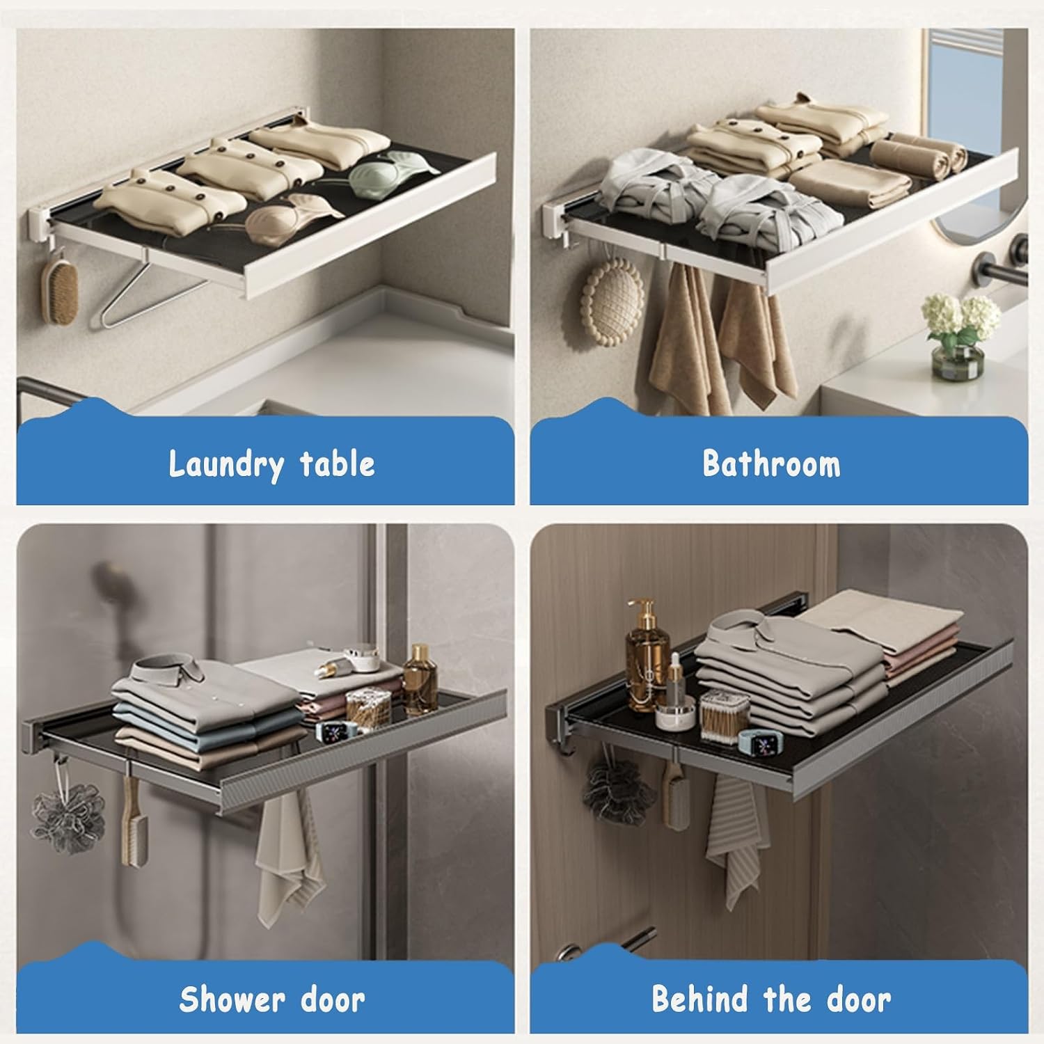 Wall Mounted Foldable Drying Rack Space Saving Laundry for Balcony Kitchen & Wardrobe Mesh Surface Clothes Dryer Grey