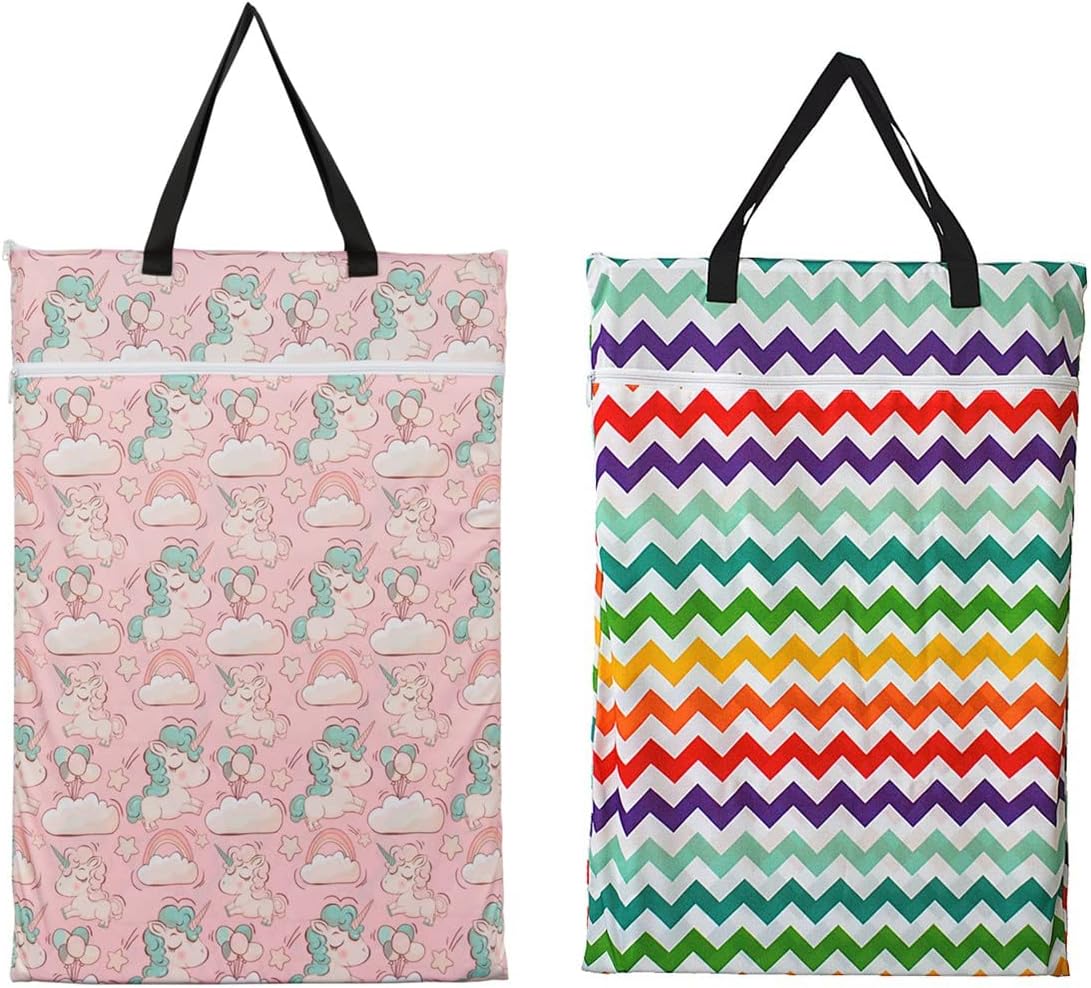 2 Pack Large Hanging Wet Bags Laundry Pail Bags Cloth Diapers Reusable