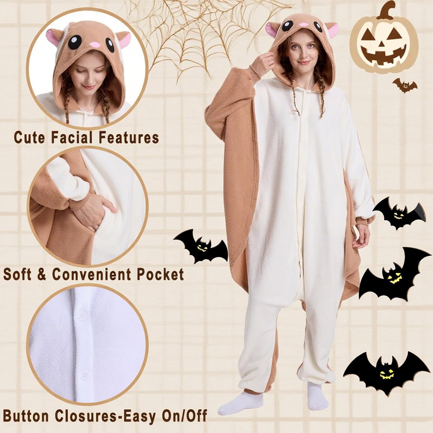 Women's Onesie Pajamas Unisex Animal Costumes for Halloween Cosplay Parties