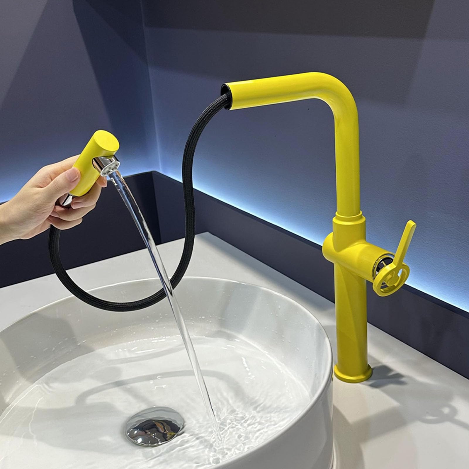 Grifo Cocina Monomando Caño Alto Extraíble 2 Modos Grifo Fregadero Cocina Rotación de 360°,amarillo
