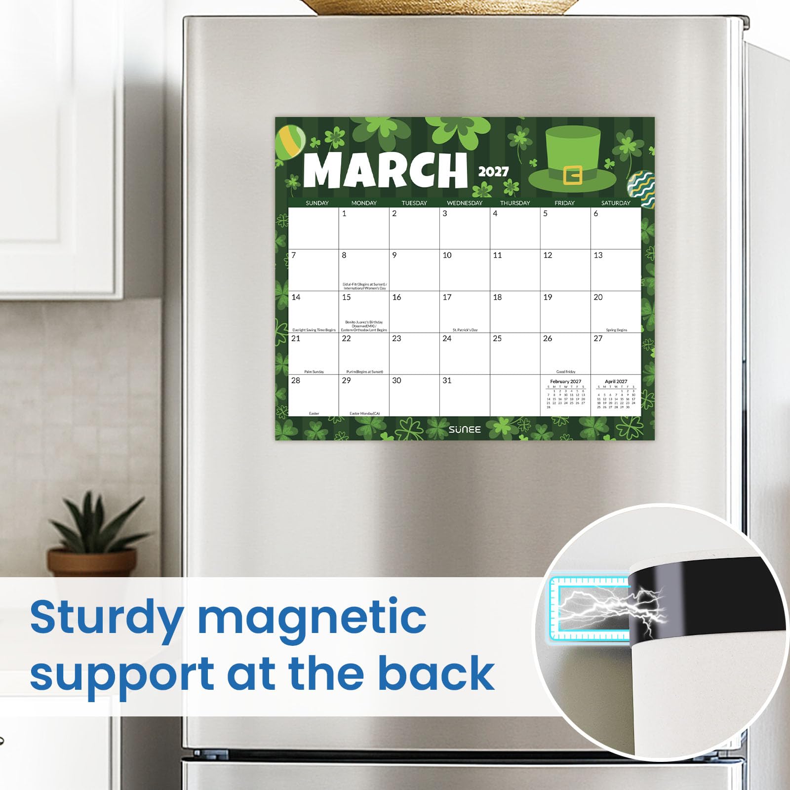 SUNEE Fridge Calendar 2026-2027 from October 2025 to June 2027 Magnetic Calendar for Refrigerator 13 5x11 5 with — view 5