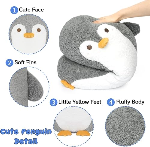 Miniatura 3 de Almohada larga de cuerpo de pingüino, bonita muñeca de animales de peluche de pingüino de dibujos animados, juguetes de peluche largos y suaves de