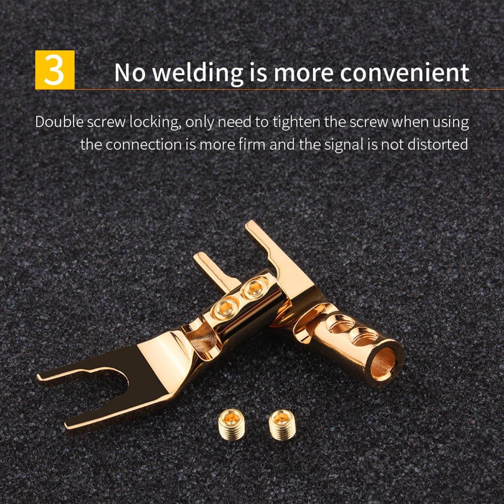 8 Connecteurs Banane Y/Spade Plaqués Or Pour Haut-Parleurs - Fiches Cuivre Pur Pour Câbles Audio - 9