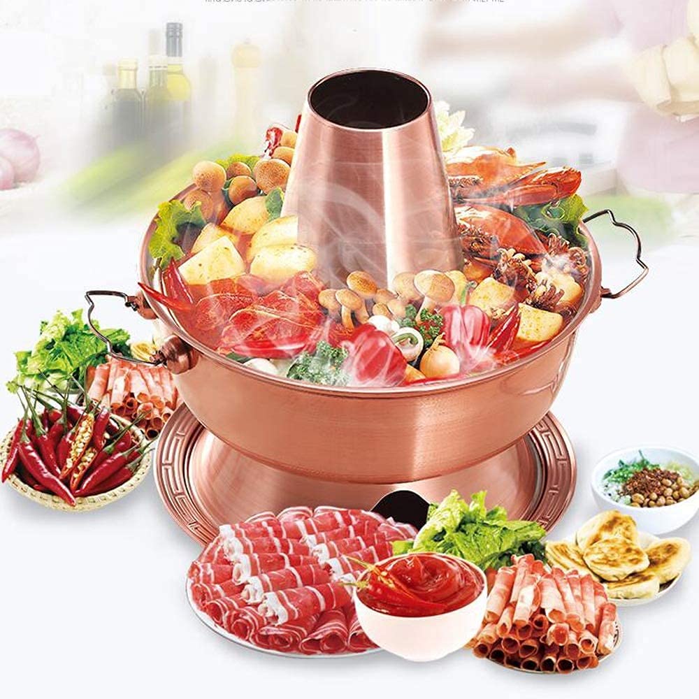 Chiński Tradycyjny Hotpot, Gorący Kociołek Mongolski Gorący Kociołek, Gorący Kociołek z Czystej Miedzi, Gorący Kocioł z Węglem drzewnym, Zewnątrz Garnek Węglowy, Chińska Zupa ，Hotpot miedzian