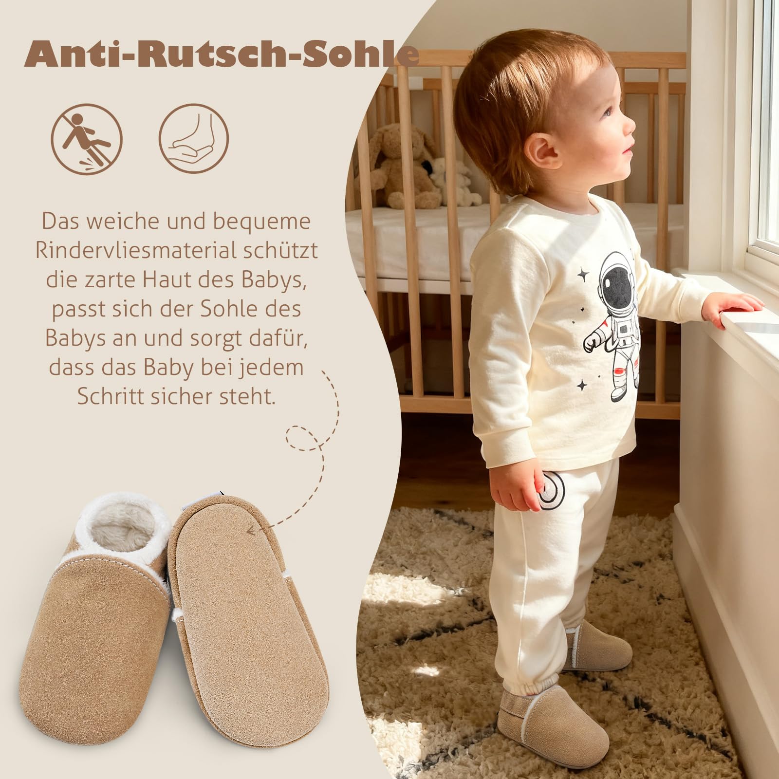 IceUnicorn Chausson Cuir Bébé Hiver Chausson Bebe Fourré Peluche Chaude Chausson Cuir Souple Bébé Fille Garçon Pantoufles Bebe