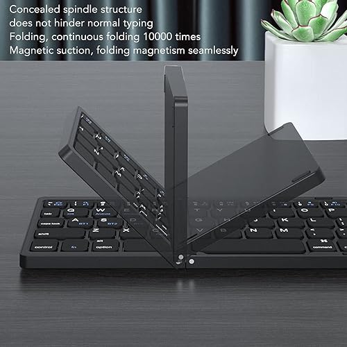 Miniatura 4 de Luqeeg Teclado Bluetooth plegable, teclado de bolsillo de 81 teclas, teclado delgado recargable de tamaño completo, teclado Bluetooth 5.1 extra para