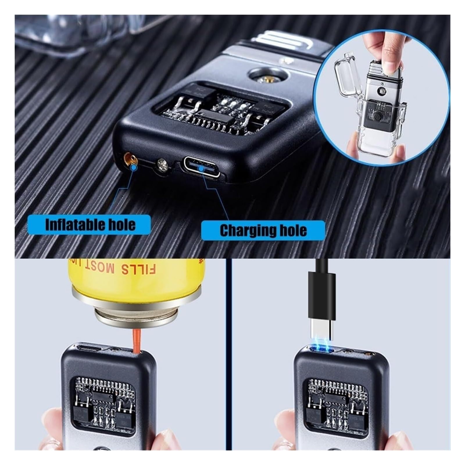 Briquet à double usage - Coupe-vent classique - Avec rabat - Multifonction - Portable - Cadeau pour homme - Idéal pour le camping, les cigares, l'allumage du feu