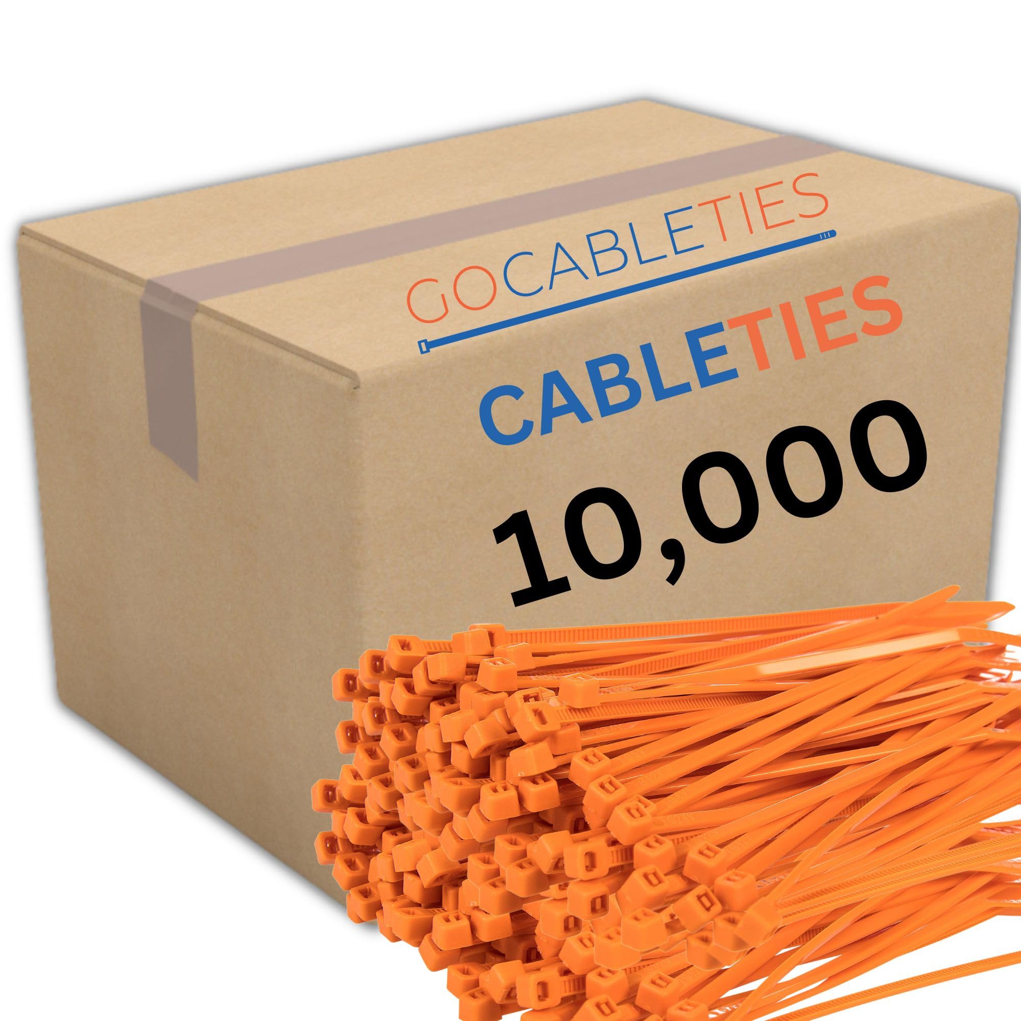 Gocableties Small Orange Cable Ties, 150mm x 3.6mm, Bulk Pack of 10,000, 6” Premium Nylon Zip Ties, Plastic Tie Wraps, Secure Self-Locking Mechanism, for Home, Garden, Office and DIY — image 1