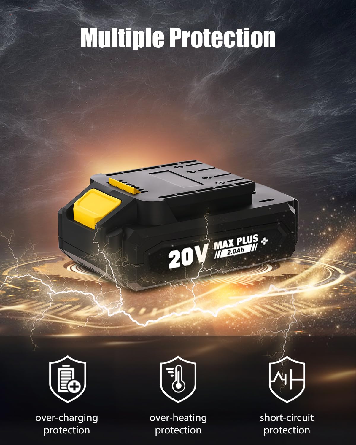 WORKSITE 20 Volt Lithium Ion Replacement Battery, 2.0Ah Battery Fit Power Tools Only