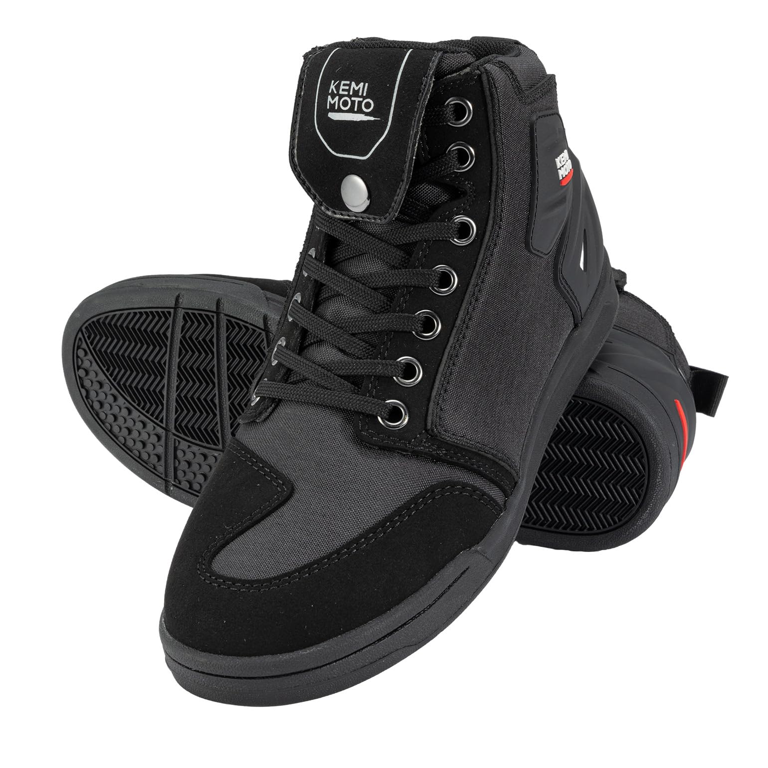 KEMIMOTO Motorrad Schuhe Herren, Motorradstiefel Causal,mit Verstärkte Schaltpads, Aktmungsaktiver Motororad Sneaker,Schwarz/Grau