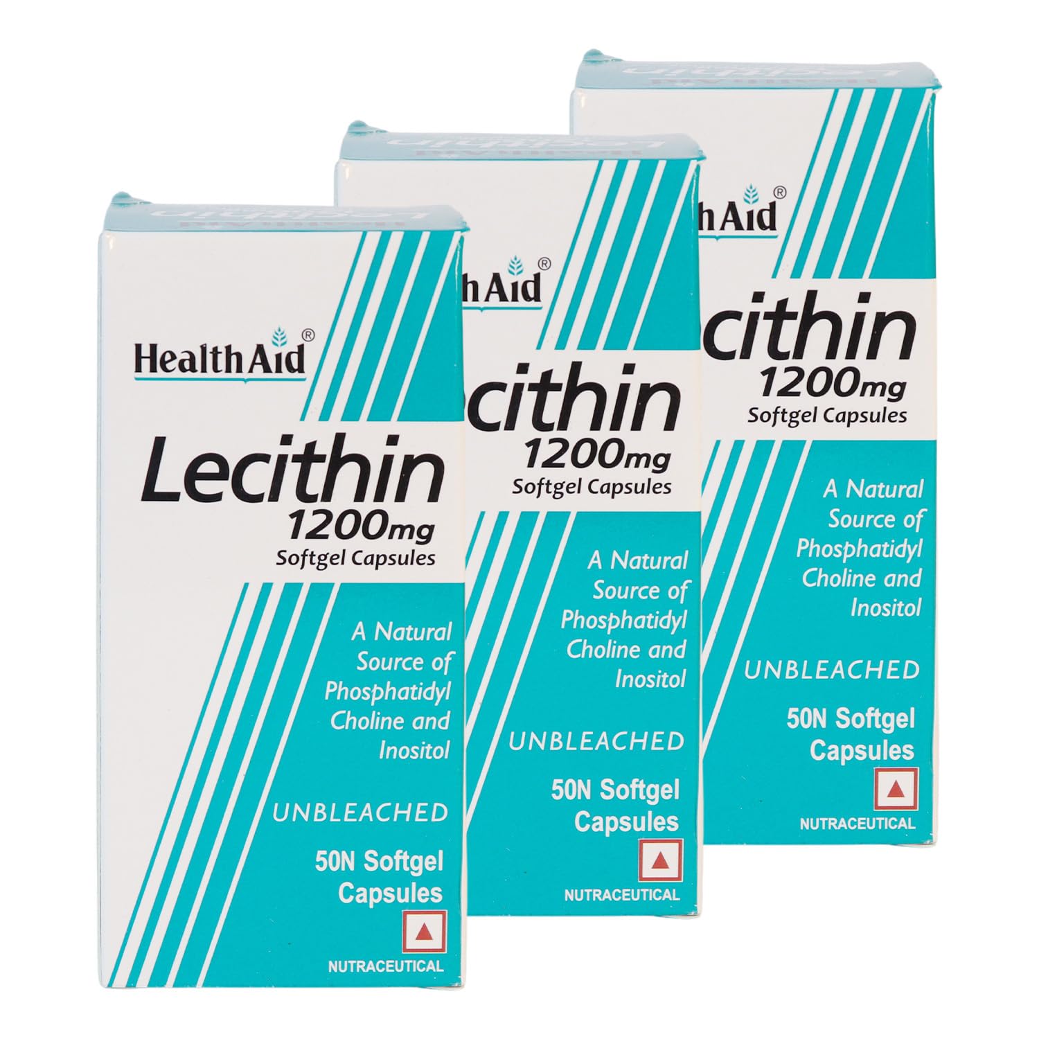 HealthAid Lecithin 1200mg – 50 Softgel Capsules | Non-GMO Lecithin Supplement | Supports Brain Function, Liver Health, F
