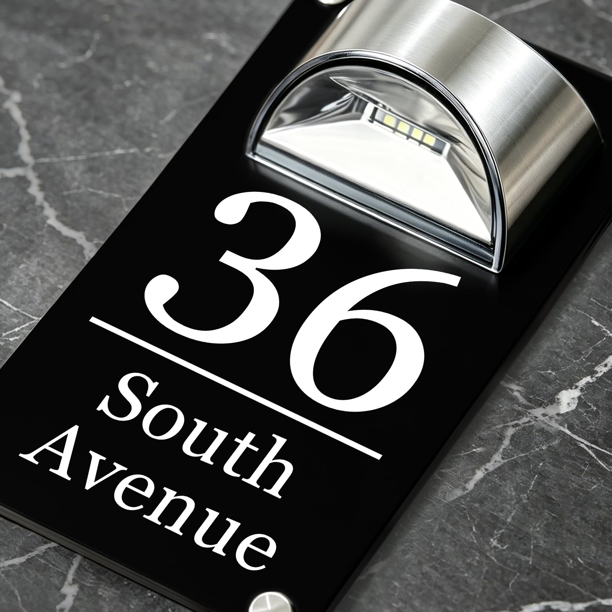 EDSG Solar House Numbers, House Numbers Plaques with Solar Light, Door Number Plaques for Wall, House Signs LED House Number for Outside (Design 2, Solar House Number-2)