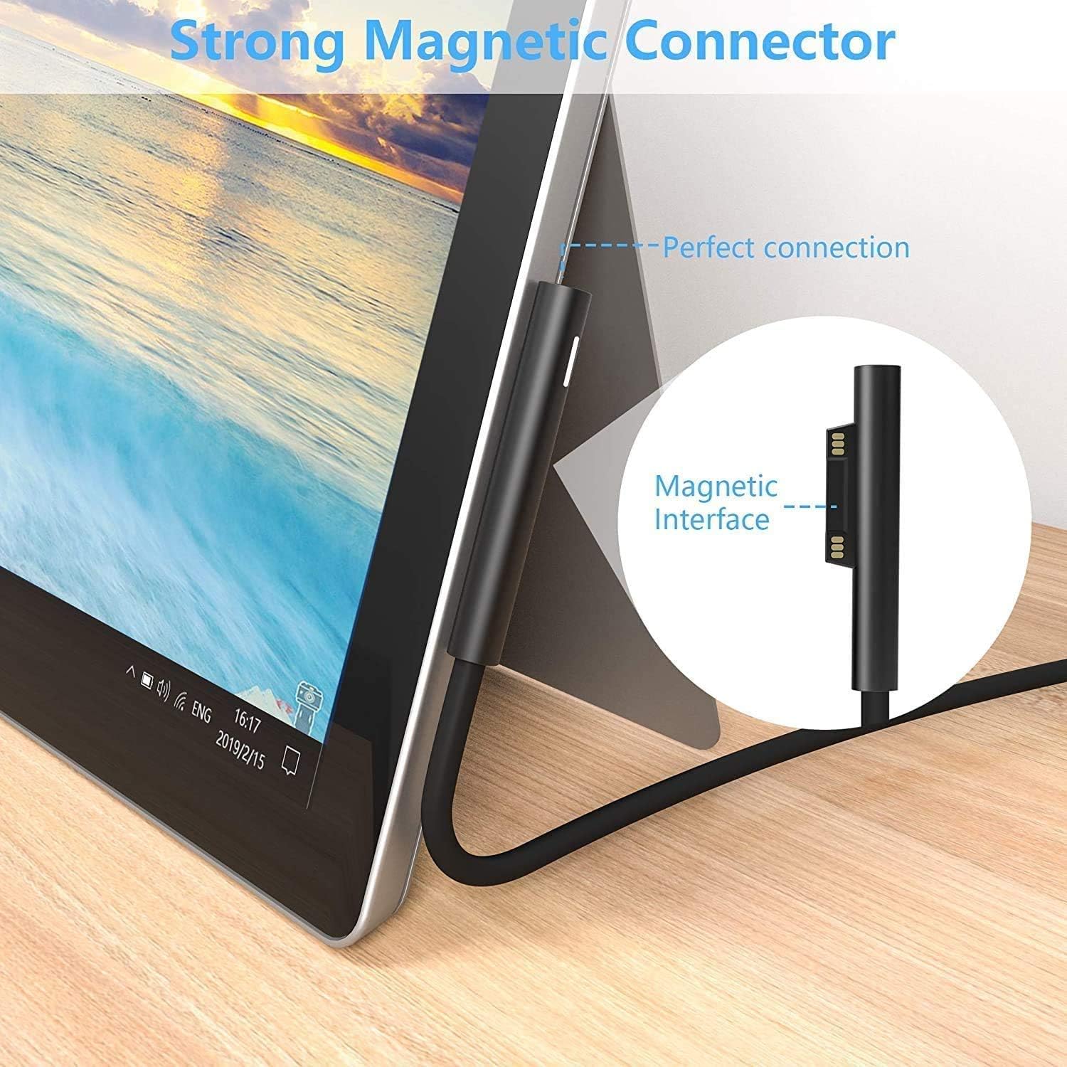 65W Surface Pro Charger for Microsoft Surface Pro 9, 8, 7+, 7, 6, 5, 4, 3, X, Windows Surface Laptop 5, 4, 3, 2, 1, Surface Go Tablet, Surface Book 3, 2, 1, Support 44W, 36W image 4 of 8 B092SJCB3R