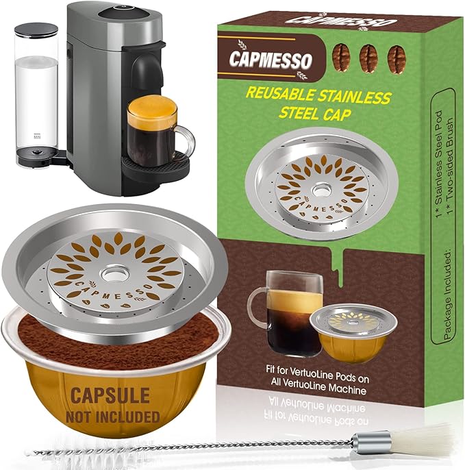 CAPMESSO Reusable Coffee Capsules Discs to Reuse Vertuo Pods, Vertuo Refillable Pods Cap for All