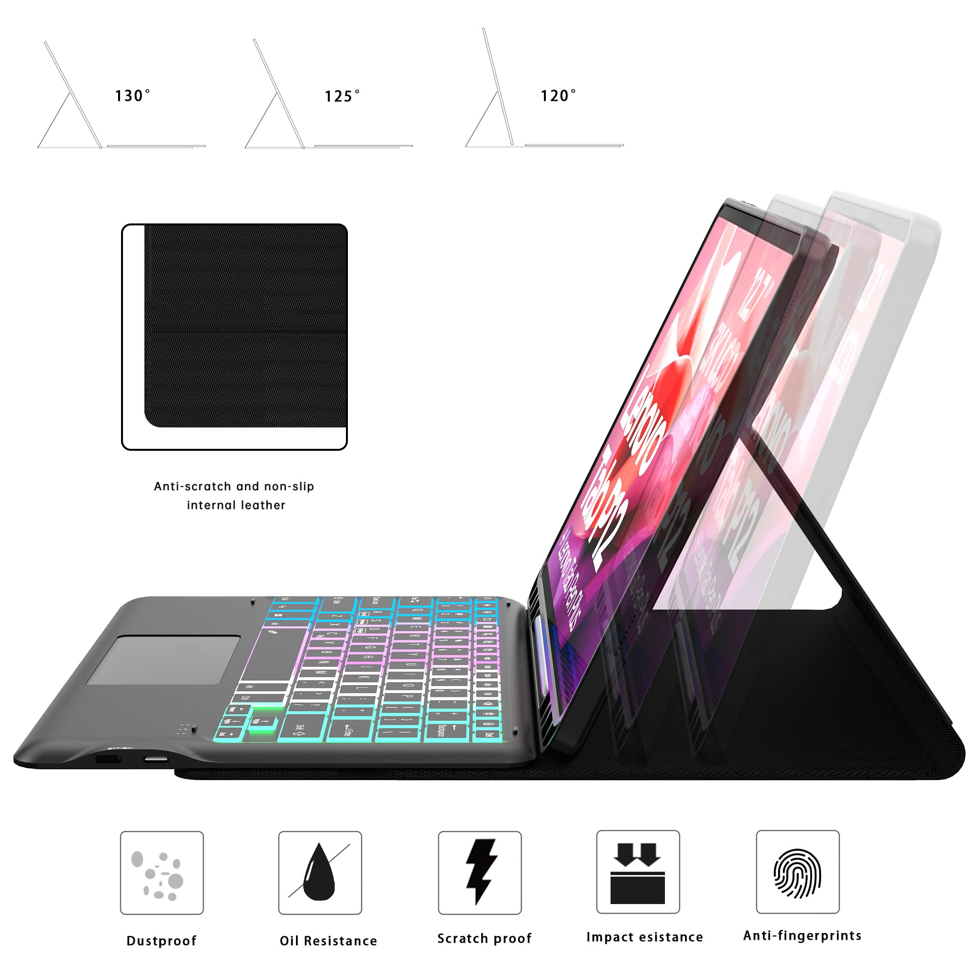 Amazon.com: for Lenovo Tab P12 2023 12.7 inch Keyboard Case: 3