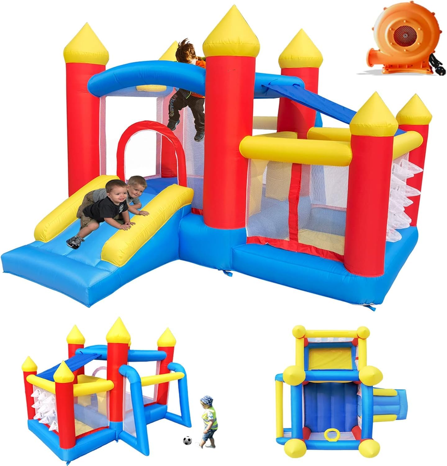 Ballsea Castello gonfiabile per bambini con ventilatore. Adatto per bambini da 3 a 8 anni, castello gonfiabile per interni bambini 312 × 272 × 200 cm