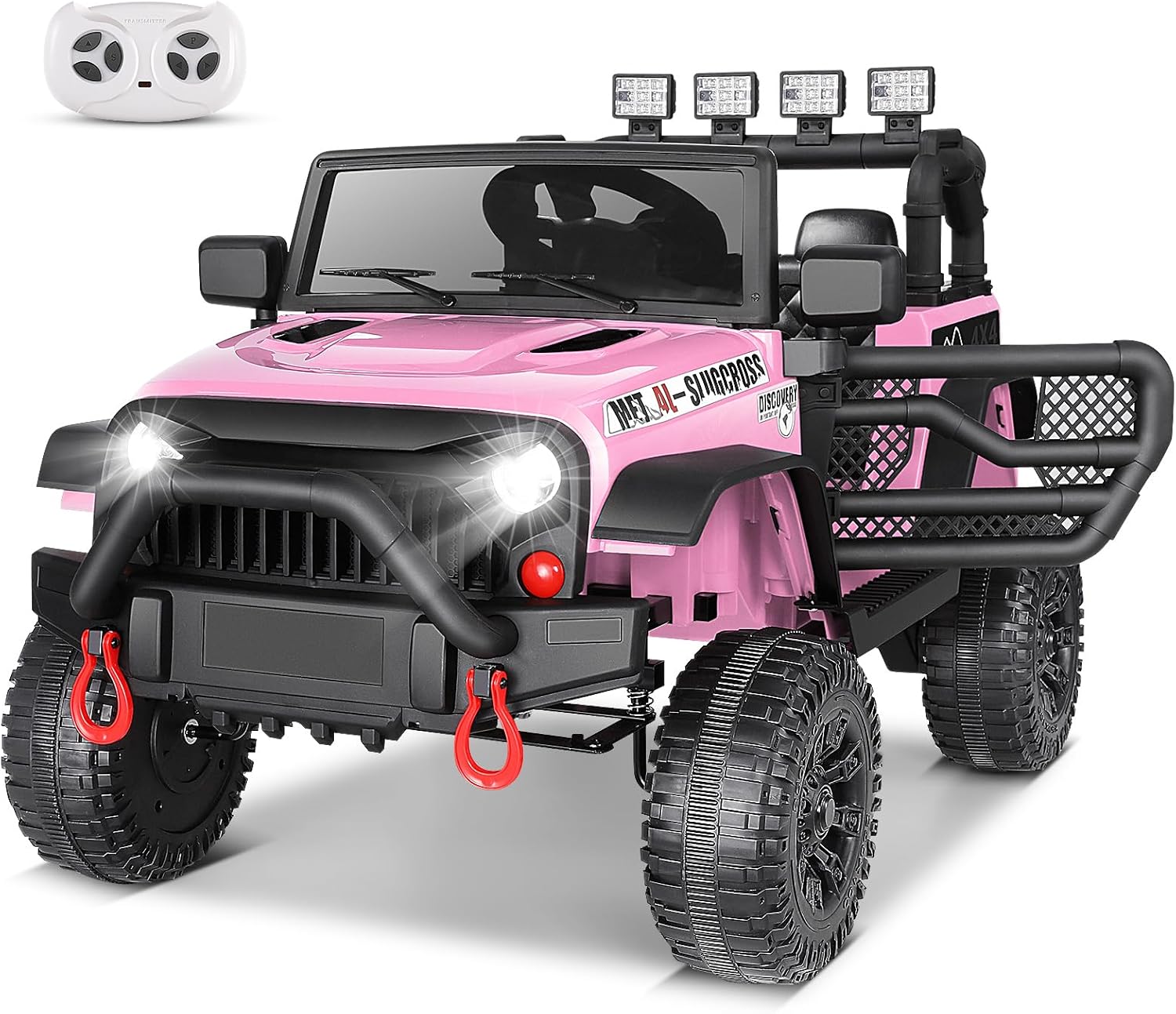 Hikole Battery Operated Ride on Car for Kids w/Remote Control, 12V Electric SUV for Toddlers, Kids Truck to Drive, Shock Absorption, 3 speeds, Bluetooth&Horn, LED Lights, Best Gift, Hot Pink