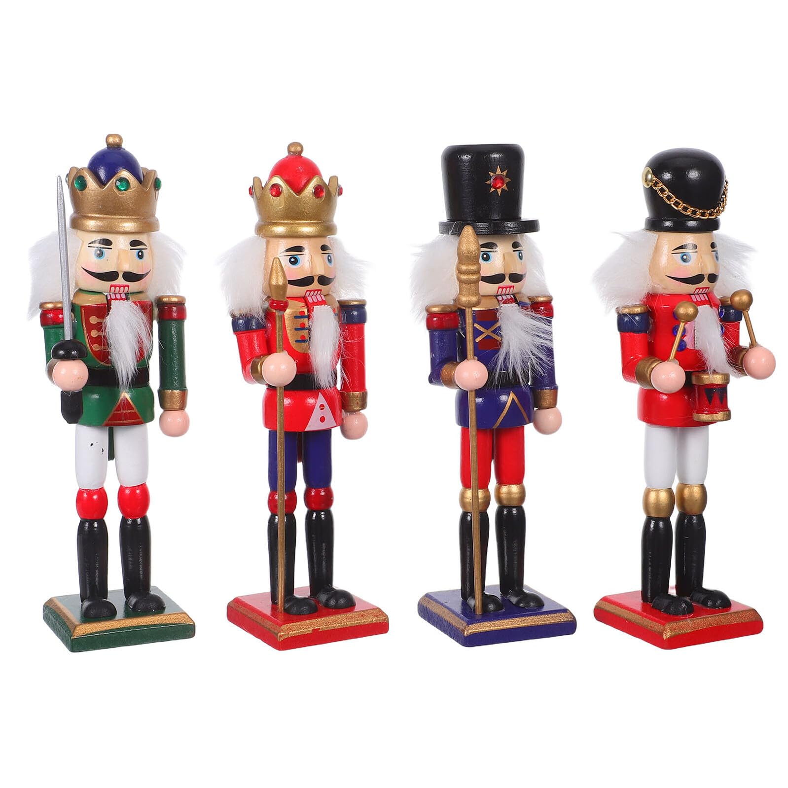 Angoily 4stücke Holz Nussknacker Figuren Weihnachten Deko Tischdeko Christbaum Ornamente Soldatenfiguren Hängend Walnuss Holzdekoration