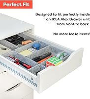 Vista 2 de Rajas Goods Drawer Organizer Compatible with Ikea Alex Drawer Unit, 10-Piece Modular Felt Tray Organizer Set, Perfect Fit (Light)
