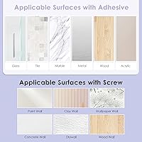 Vista 9 de VIS'V Soporte para llaves de pared, soporte adhesivo compacto para llaves con bandeja, 6 ganchos, 2 opciones de montaje, negro