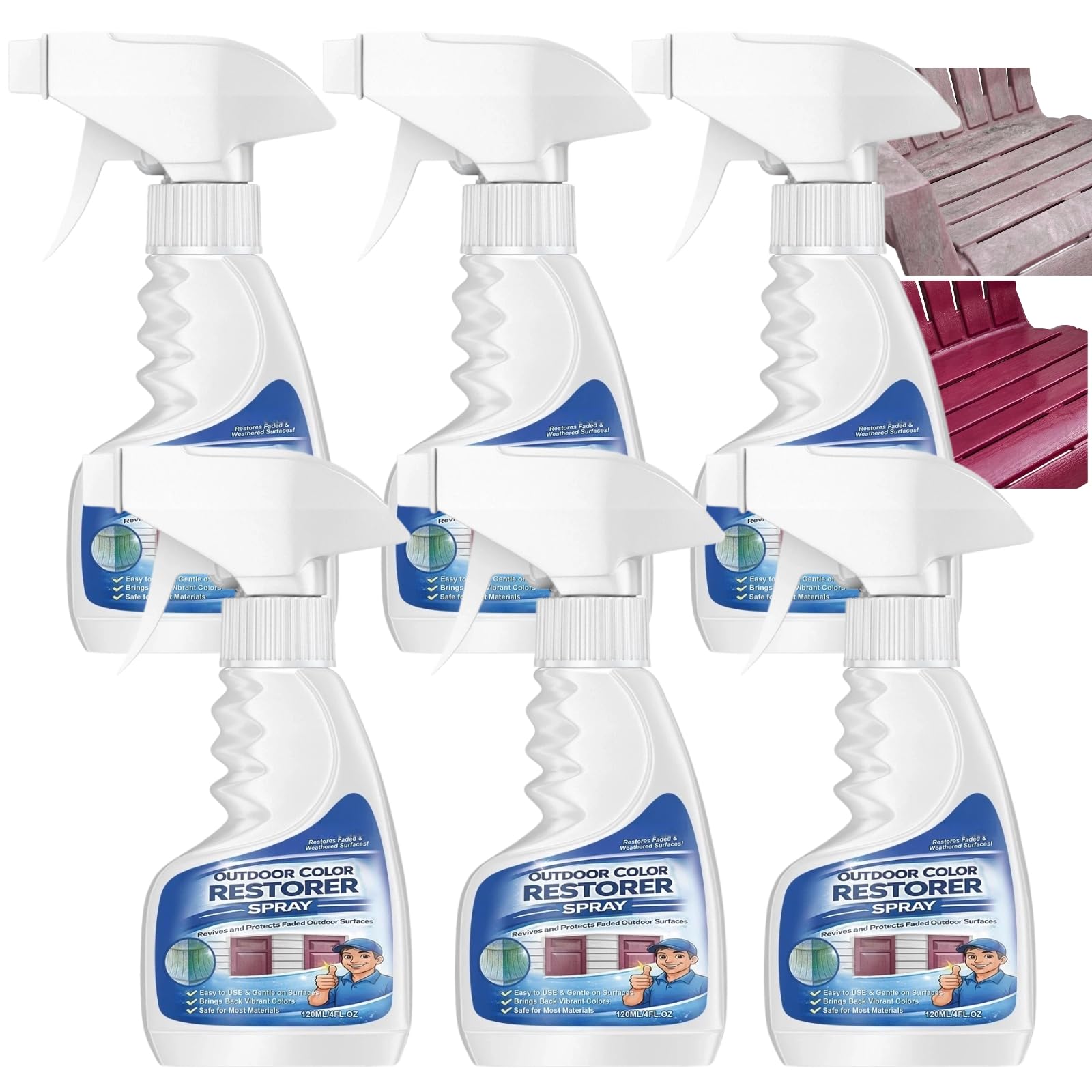 Spray restaurador de color para exteriores, solución de restauración de muebles de larga duración, restaura rápidamente superficies de piso de madera dañadas por el sol y oxidadas, protege del
