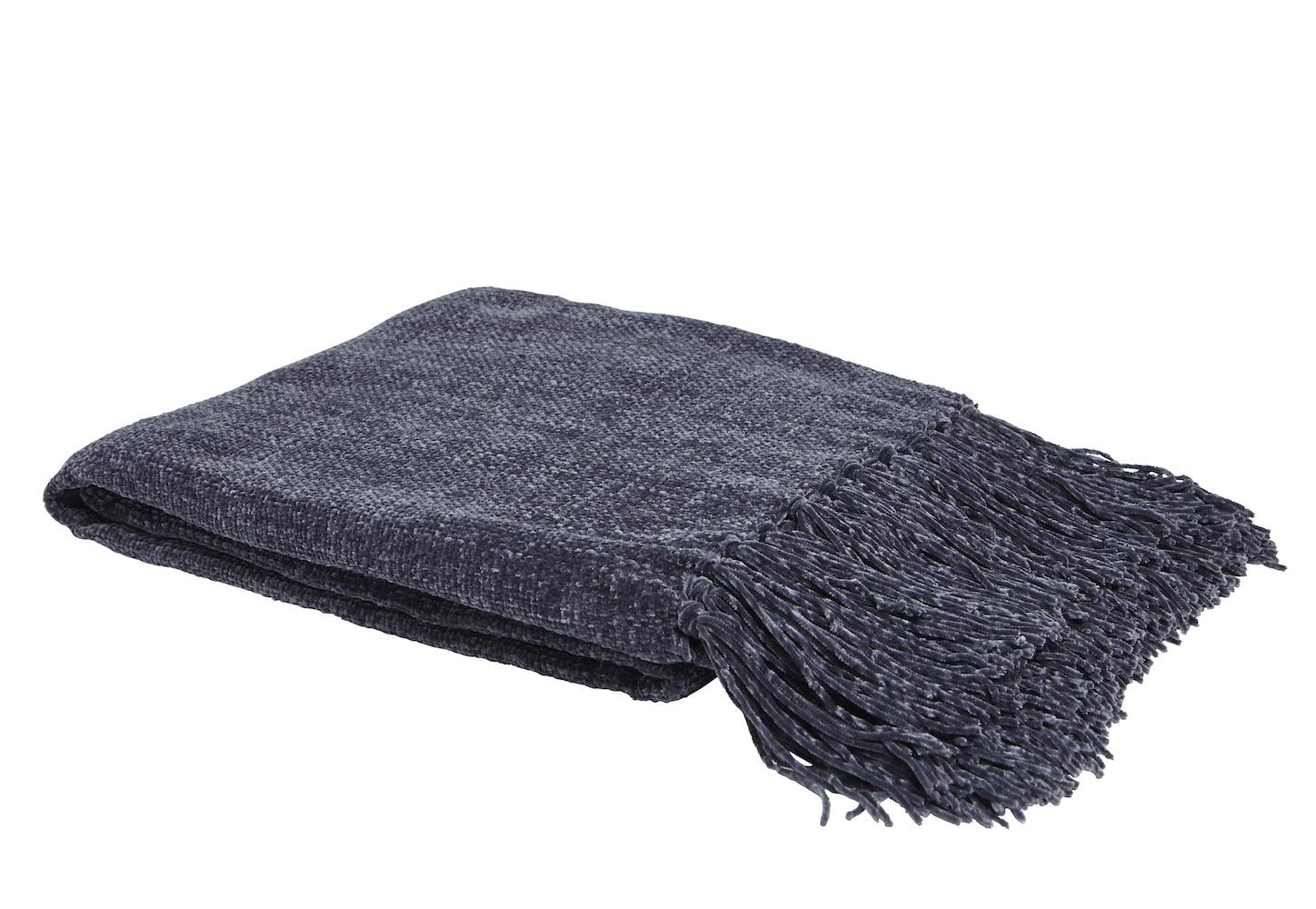 Couvre-lit en chenille Harman bleu marine à franges tissées