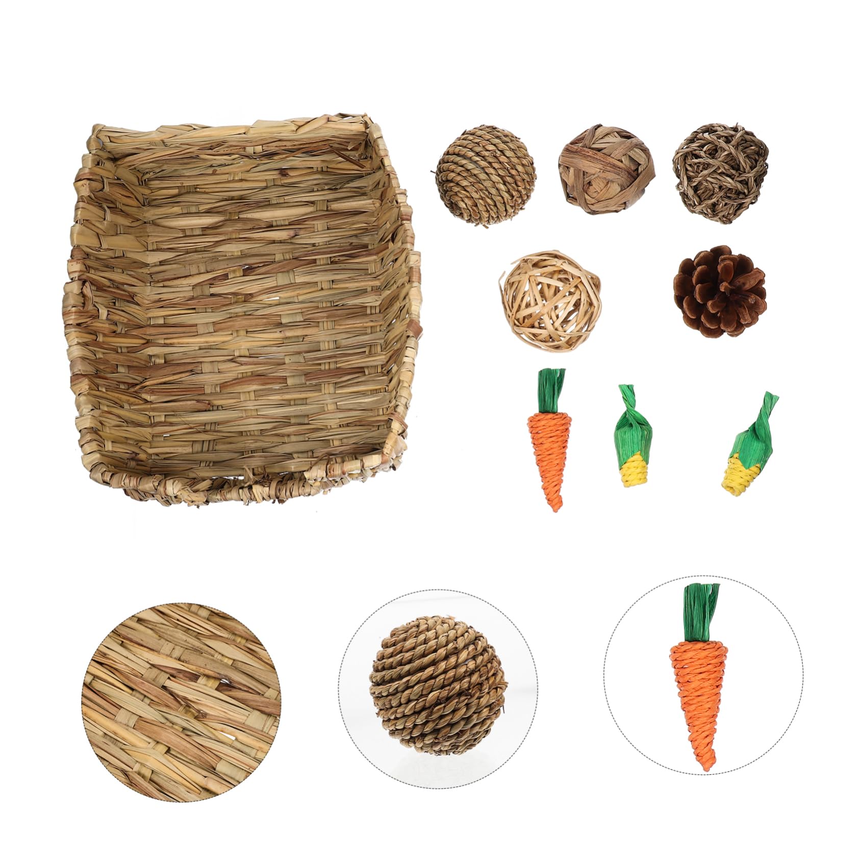 WOONEKY 1juego Juguetes para Conejos y Roedores Cama De Natural y Zanahorias para Hámsters y Chinchillas