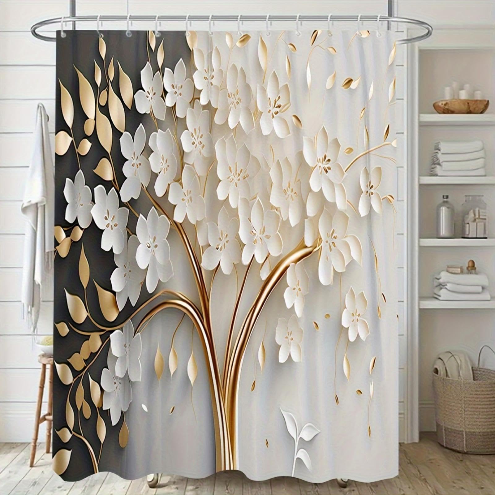 Rideau de douche 3d étanche anti-éclaboussures pour sublimer une petite cabine de douche