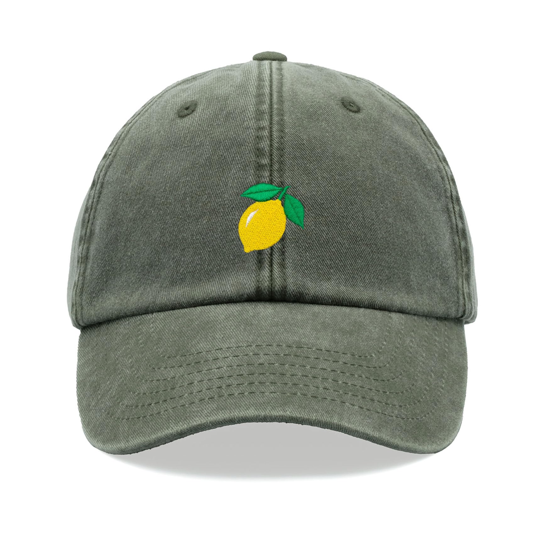 Cap Base Unisex Olive Lemon Baseball Cap Vintage Washed Dad Hat Adjustable