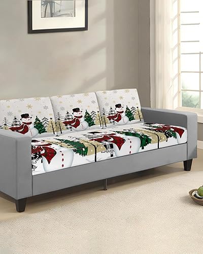 Miniatura 9 de Fundas de cojín para sofá, diseño de muñeco de nieve de Navidad, funda elástica para sofá con parte inferior elástica, diseño de árbol de Navidad