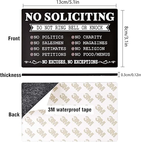 Miniatura 5 de Divertido letrero de "No Soliciting para la casa", letreros de campana de no llamar o golpear para el hogar, pequeños letreros de advertencia para
