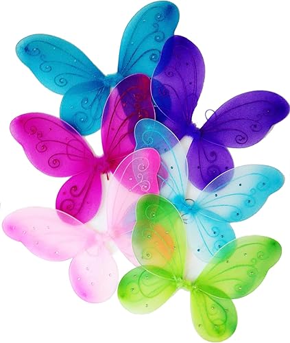 LOLASATURDAYS- Fairy Wings, Butterfly Wings, Fairy Wings Kids, Fairy Costume, Alas, Wings Costume, Tinkerbell Wings, Fairy Wings for Girls, Set of 6 (22" x 15")